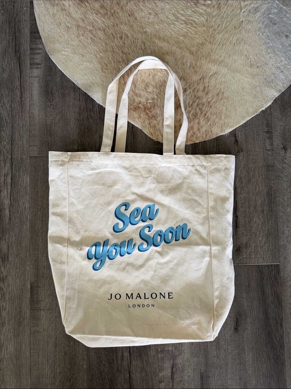 Jo Malone Cream Canvas Tote with Blue Script